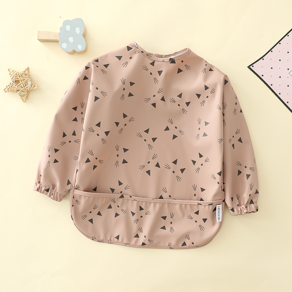 Danish children's waterproof reverse dressing bib baby eating bib super soft waterproof baby rice bag anti-dirty feeding