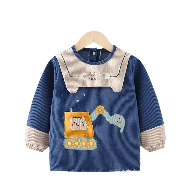 Baby boy eating smock waterproof children's apron boy reverse dressing anti-dirty long-sleeved autumn and winter bib baby protective clothing
