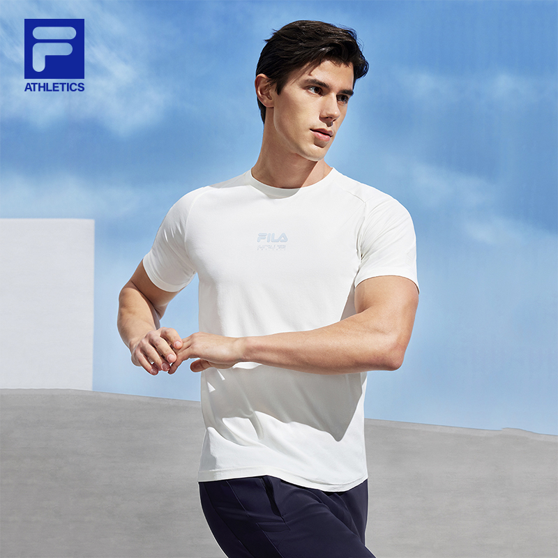 FILA 斐乐官方男子健身短袖T2024夏新防晒吸湿速干上衣运动T恤男 - 图1