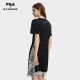 FILA official women's knitted dress 2025 autumn new fashionable casual comfortable splicing T-shirt skirt