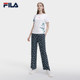 FILA official women's short-sleeved T-shirt 2023 summer casual print cool ice silk breathable top