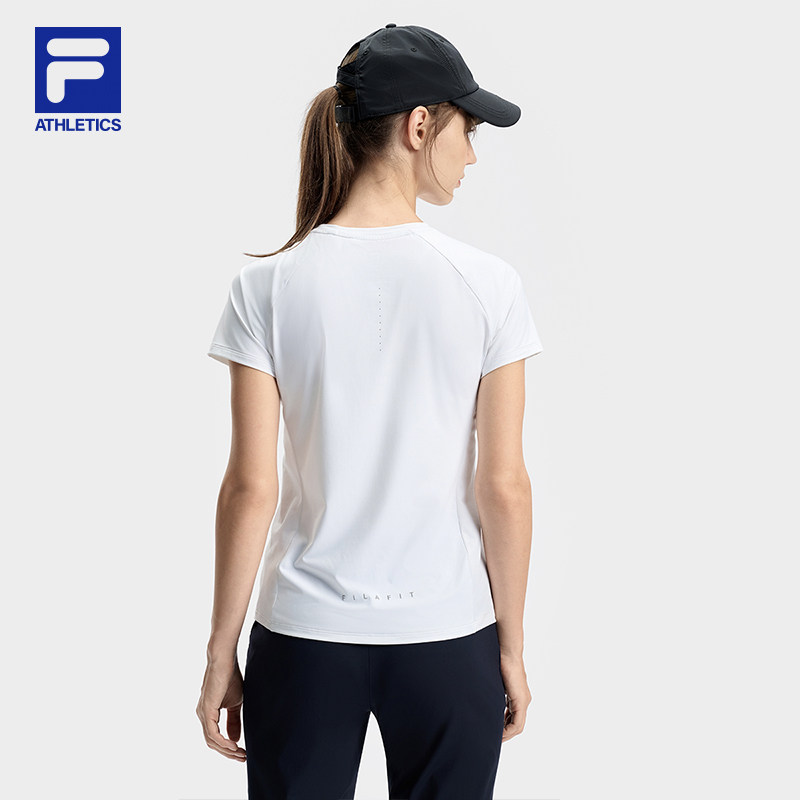 FILA 斐乐官方女子针织短袖衫2024秋季新款健身运动简约圆领白T恤,淘宝优惠券,粉丝福利购,淘宝优惠卷