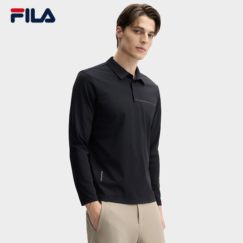 FILA 斐乐官方男子针织长袖POLO衫2025春季新款商务休闲基础上衣,淘宝优惠券,粉丝福利购,淘宝优惠卷