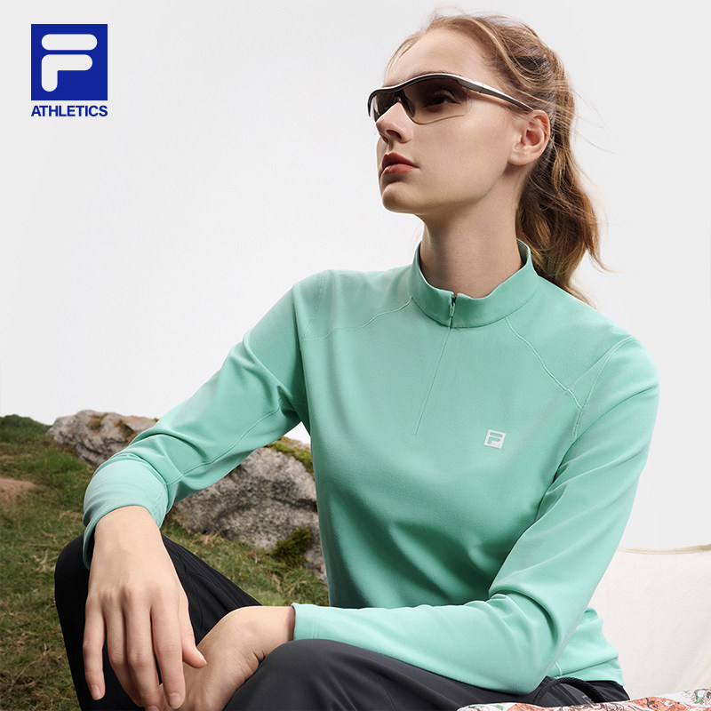 FILA斐乐女长袖T恤2025春季新款户外运动多彩休闲百搭半拉链上衣,淘宝优惠券,粉丝福利购,淘宝优惠卷
