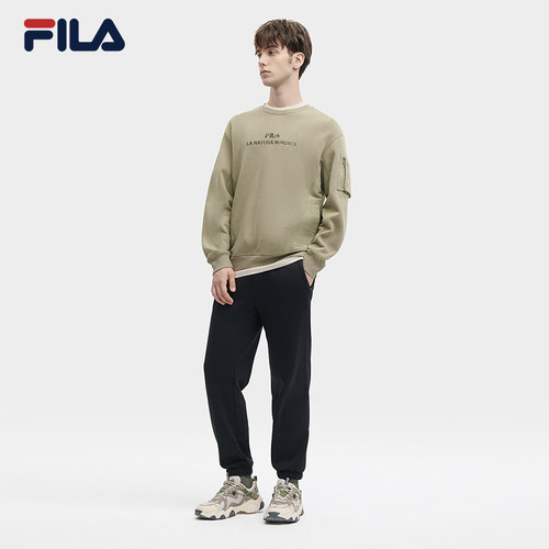 FILA 斐乐官方男士针织长裤秋新款时尚加绒收口运动裤休闲裤裤子 - 图2