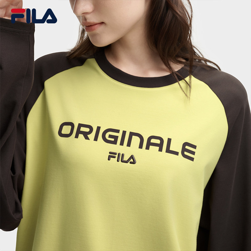 FILA斐乐情侣长袖T恤男秋季新款休闲凉感速干衣插肩袖针织上衣女,淘宝优惠券,粉丝福利购,淘宝优惠卷