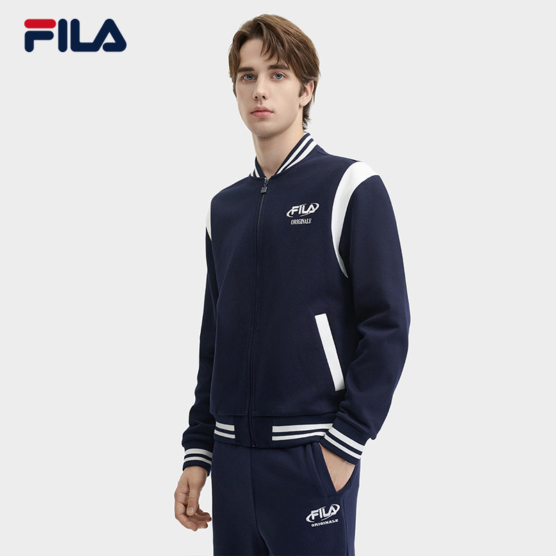FILA 斐乐官方男士针织长袖外套2024冬季新款时尚休闲拼色棒球服,淘宝优惠券,粉丝福利购,淘宝优惠卷