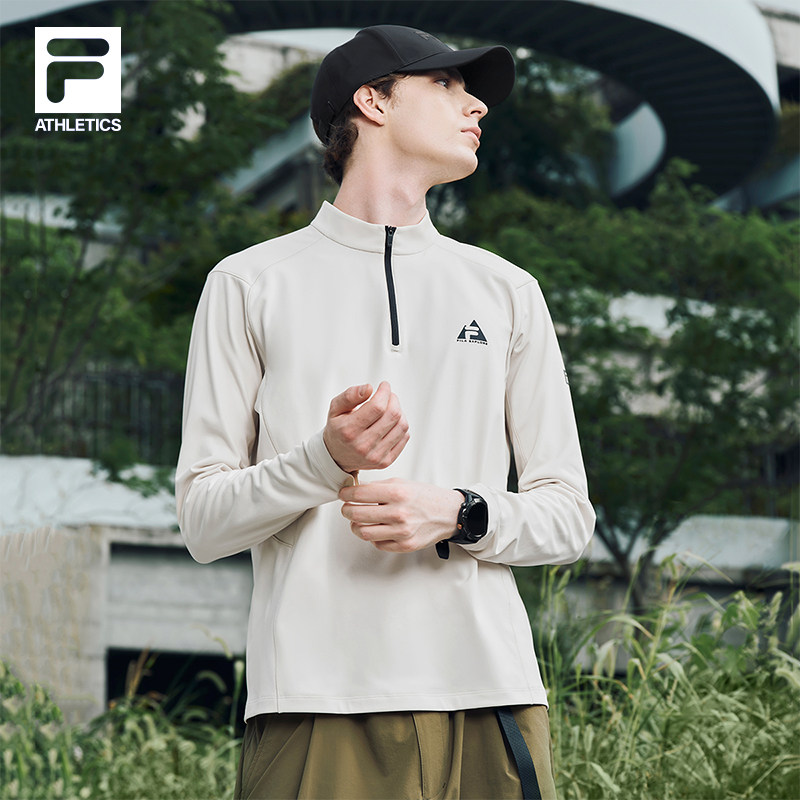 FILA 斐乐官方男长袖T恤秋季新款运动训练半拉链上衣,淘宝优惠券,粉丝福利购,淘宝优惠卷