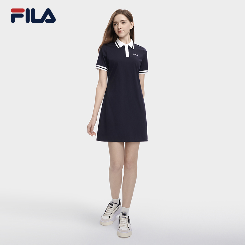 FILA 斐乐女子运动连衣裙夏季时尚休闲经典POLO领连衣裙女裙裙子