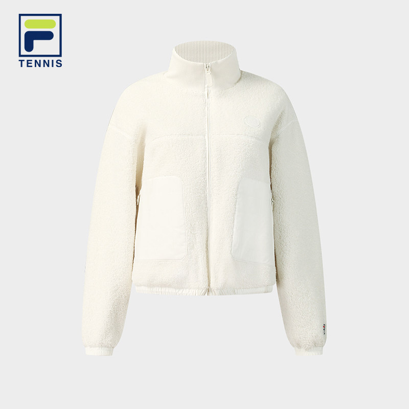 FILA 斐乐官方女士女装外套2025冬新款网球运动仿泰迪绒宽松上衣,淘宝优惠券,粉丝福利购,淘宝优惠卷