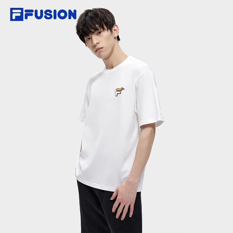 FILA FUSION斐乐潮牌女短袖T恤情侣款2023夏宽松情人节男上衣,淘宝优惠券,粉丝福利购,淘宝优惠卷