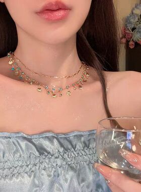 超闪蓝色锆石贝壳流苏项