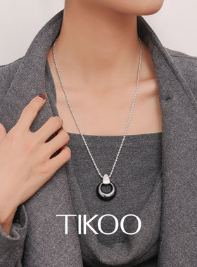 TIKOO 天然石圆环吊坠项链女简约设计感复古小众轻奢锁骨链