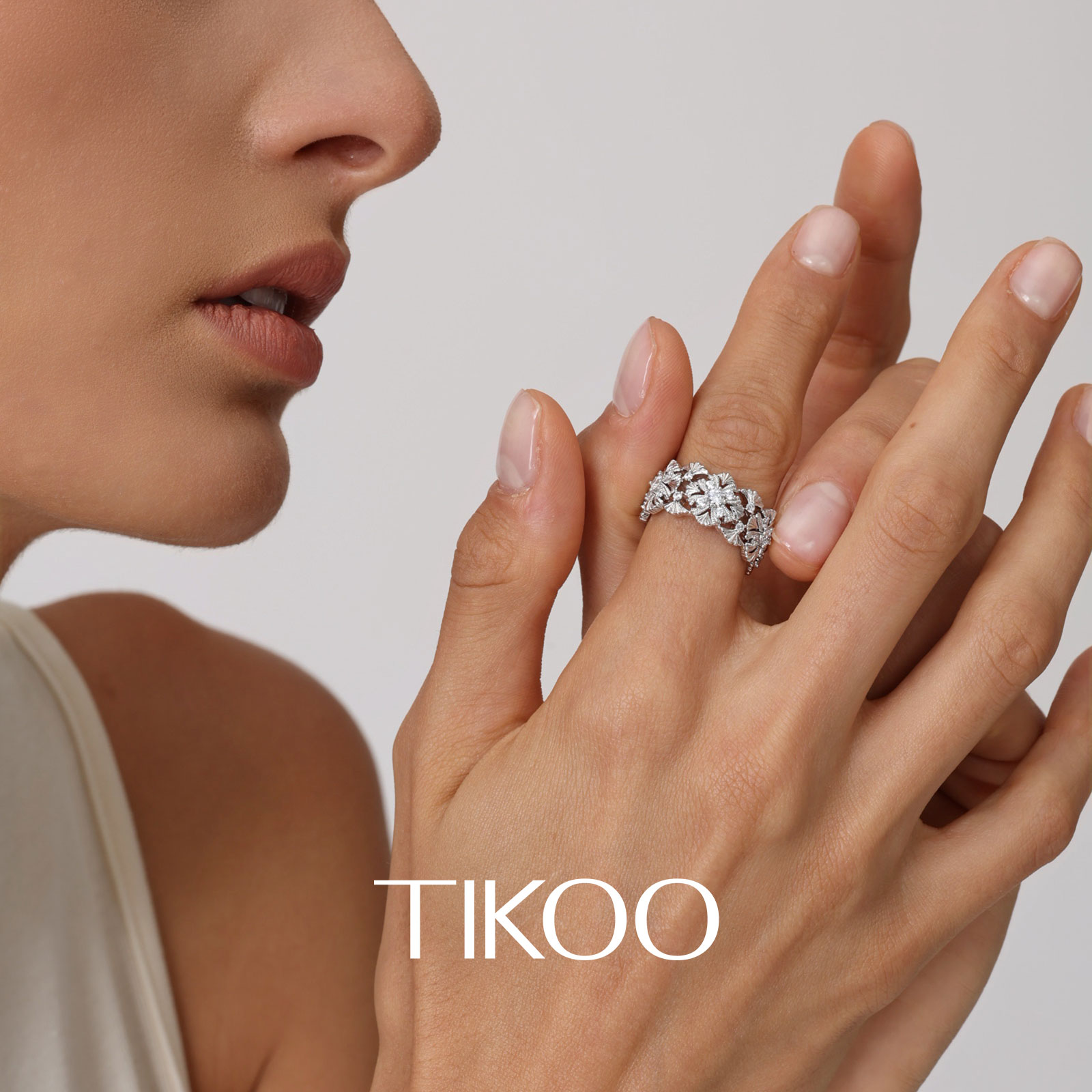 TIKOO Moissanite open ring women's niche design light luxury high-end index finger ring romantic gift accessory