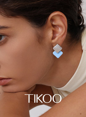 TIKOO珐琅耳钉通勤蓝色多巴胺