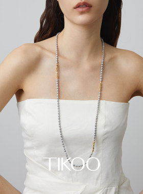 TIKOO灰色珍珠项链女秋冬配饰轻奢高级感小众新款爆款毛衣长颈链