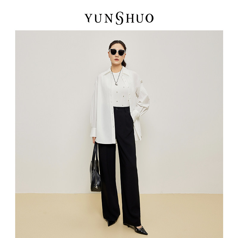 YUNSHUO允硕2025秋季新款经典百搭钉珠通勤修身衬衣YSFC339783,淘宝优惠券,粉丝福利购,淘宝优惠卷