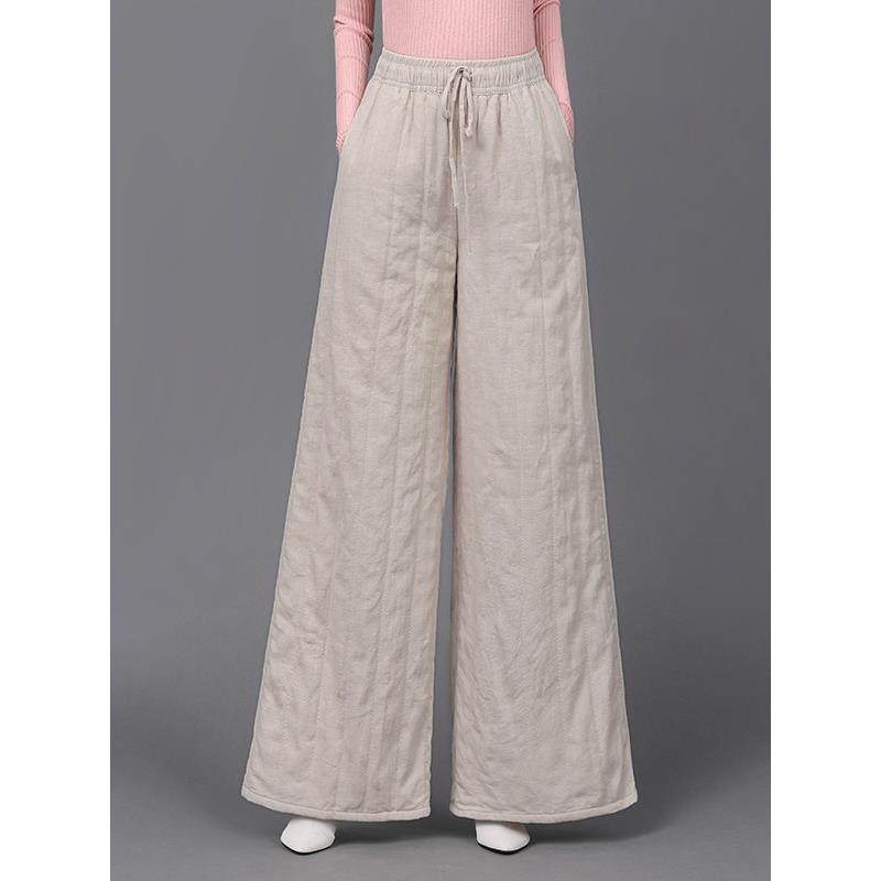 高端棉麻松紧腰系带棉裤美拉德冬款新款高档加厚保暖休闲直筒裤子,淘宝优惠券,粉丝福利购,淘宝优惠卷