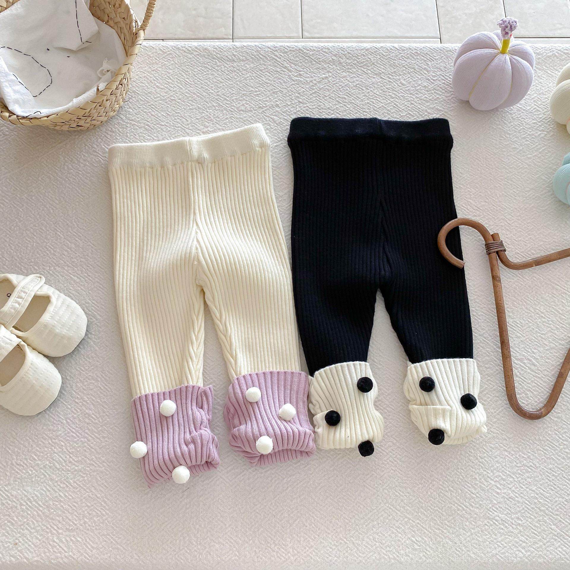 婴儿裤子秋冬季女宝宝针织毛衣拼接波点裤子女童大屁屁PP弹力裤子,淘宝优惠券,粉丝福利购,淘宝优惠卷