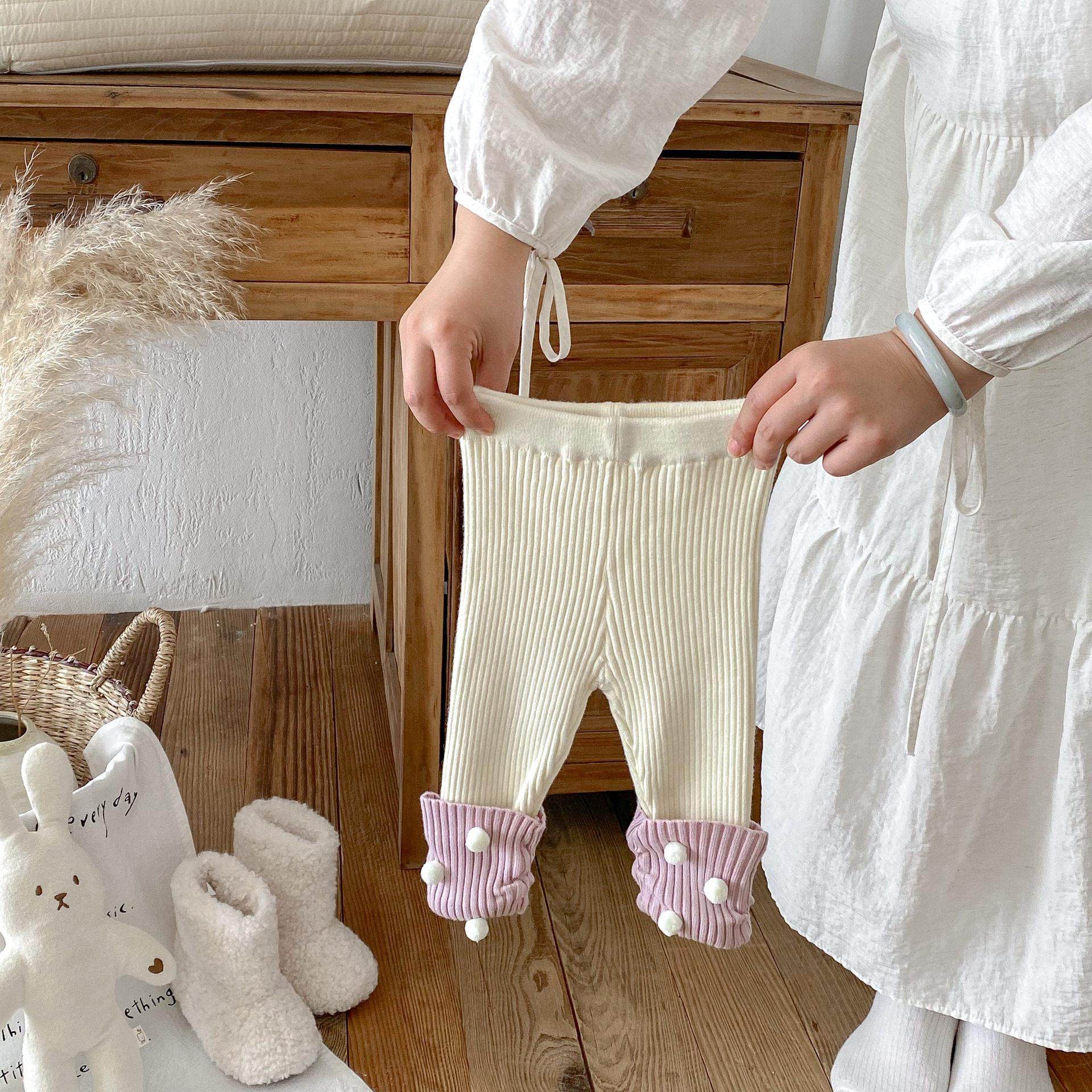 婴儿裤子秋冬季女宝宝针织毛衣拼接波点裤子女童大屁屁PP弹力裤子,淘宝优惠券,粉丝福利购,淘宝优惠卷