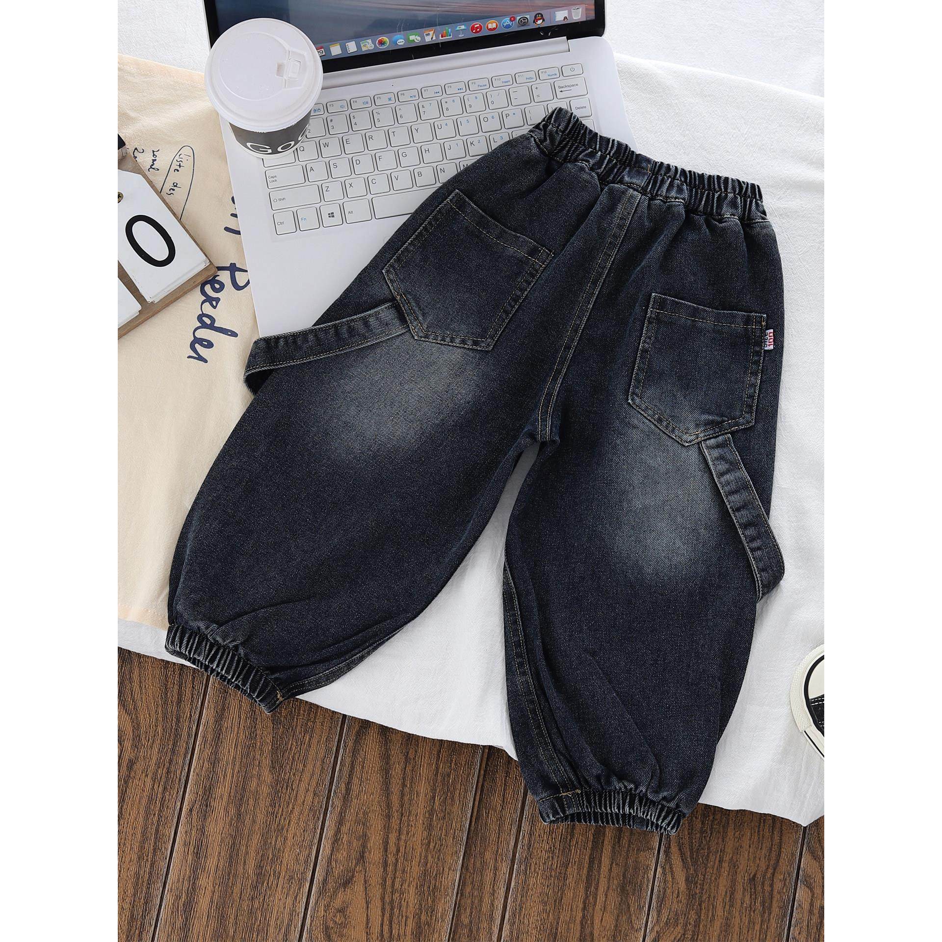 儿童做旧牛仔裤男女宝宝春秋宽松休闲阔腿束脚长裤子外穿痞帅百搭,淘宝优惠券,粉丝福利购,淘宝优惠卷