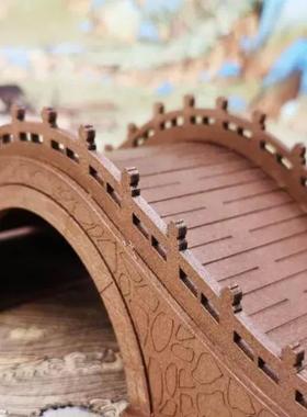 仿古实木拱桥 微景观盆景沙盘装饰摆件 古代建筑摆景 枯山水装饰