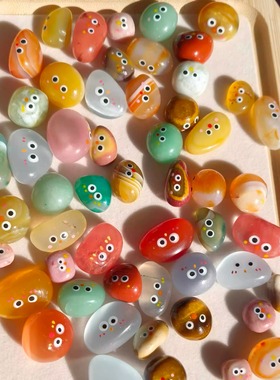 可爱高颜值彩色宠物石头盲盒摆件