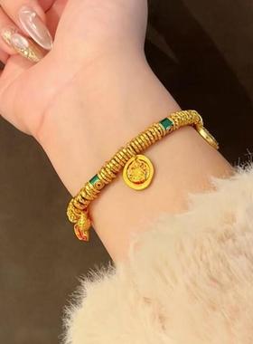 金包银黄财神小胖福盘缠手链女士