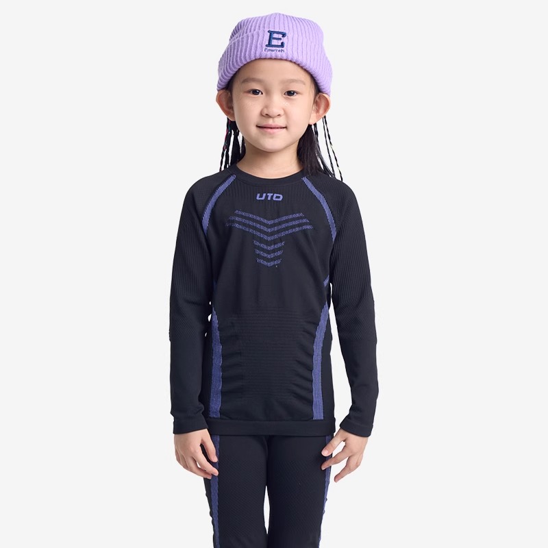 UTO儿童运动速干衣秋冬男女童户外滑雪跑步爬山排汗保暖内衣套装 - 图0