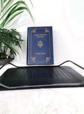 现代简约轻奢编制皮革长方形托盘摆件北欧样板间客厅茶几卧室收纳