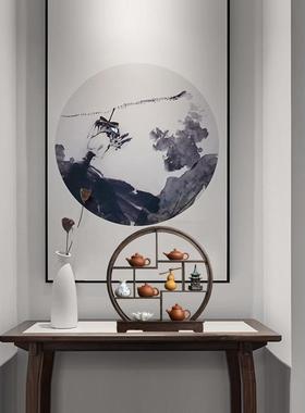 新中式摆件简约客厅玄关柜子办公室茶桌家居实木质禅意古风装饰品