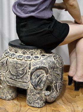 大象换鞋凳招财创意客厅大象凳子中式乔迁礼品落地摆件坐凳花盆墩