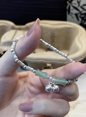 ESEELMI 设计925纯银竹节铃铛手链轻奢精致小众古风手串