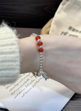 ESEELMI 纯银猫咪小鱼手链轻奢小众设计精致女手饰高级感学生礼物