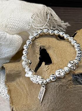 ESEELMI 不规则纯银手链女简约百搭轻奢小众设计高级银手链