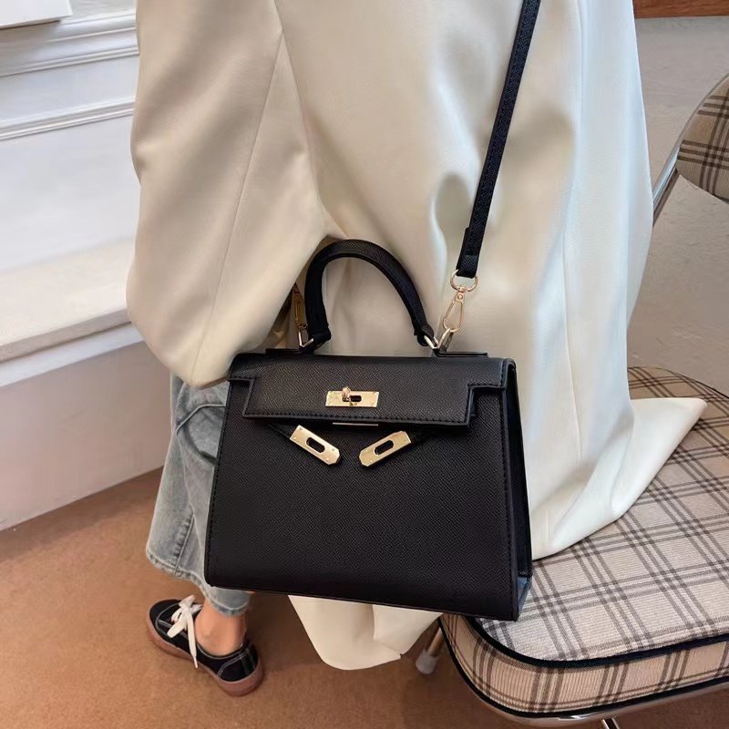 黑色凯莉包手提单肩斜挎包小众设计感大学生包包 无题notitle,淘宝优惠券,粉丝福利购,淘宝优惠卷