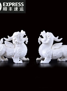 黑色陶瓷貔貅摆件一对旺财招财办公室客厅电视柜玄关镇宅开业礼品