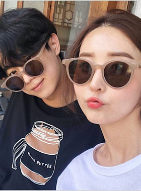 墨镜女夏海边奶白色ins小脸网红偏光太阳眼镜防紫外线原宿风圆框