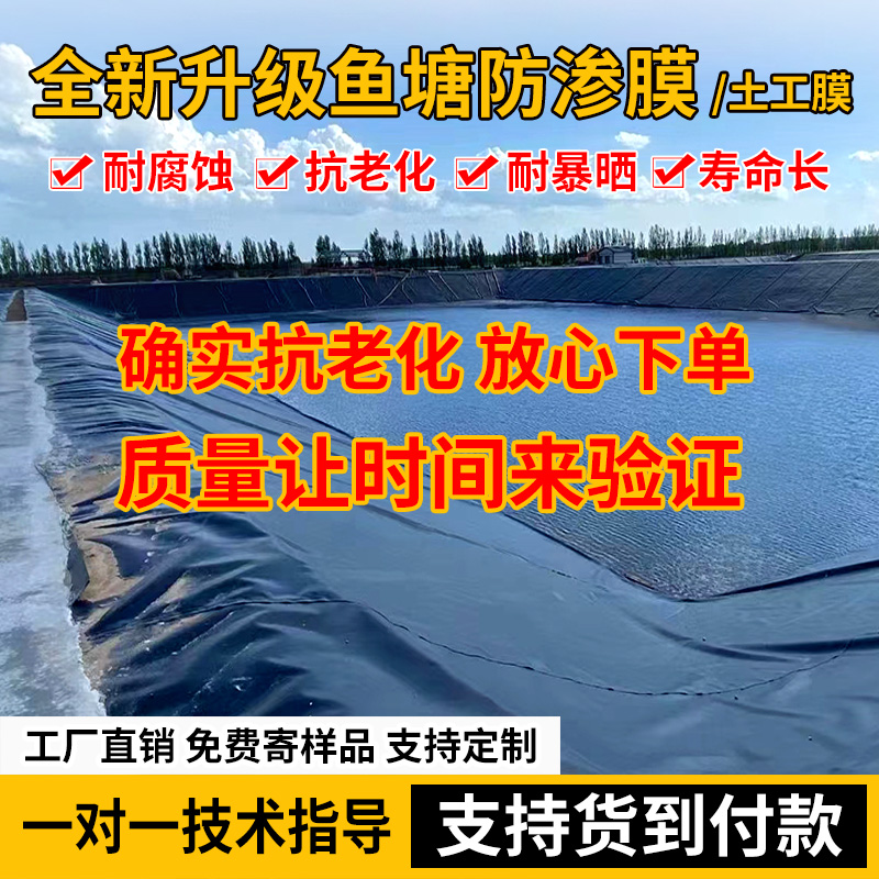 鱼塘防渗膜土工膜鱼池水池专用加厚防水布蓄水池护坡加厚塑料薄膜 - 图3