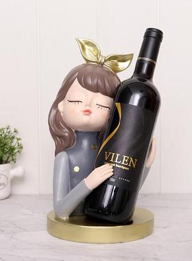 如果 创意客厅酒柜装饰泡泡女孩树脂酒架玄关桌面酒托工艺品摆件
