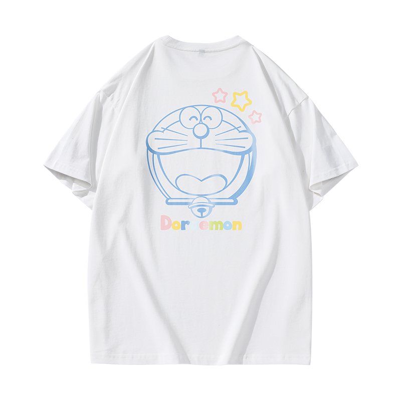 DORAEMON/哆啦A梦联名短袖t恤男款夏季纯棉宽松潮牌情侣装上衣服-图3