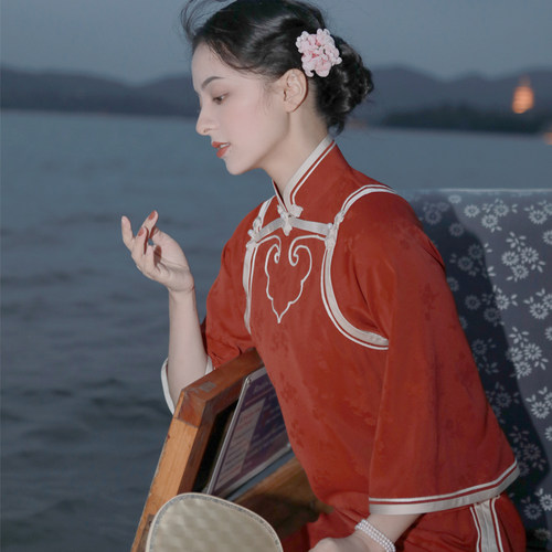 【落微】2024秋季女新款古法平裁1930婚庆旗袍敬酒服新中式全开襟 - 图2