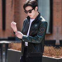 2023 upscale new cow leather leather leather clothing male leather jacket locomotive exploits Haining genuine leather leather coat jacket