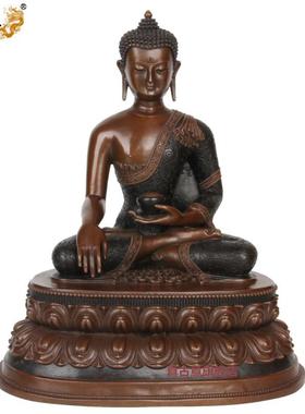 真古意黄铜释迦牟尼三宝佛阿弥陀佛药师佛尼泊尔三世佛像摆件佛