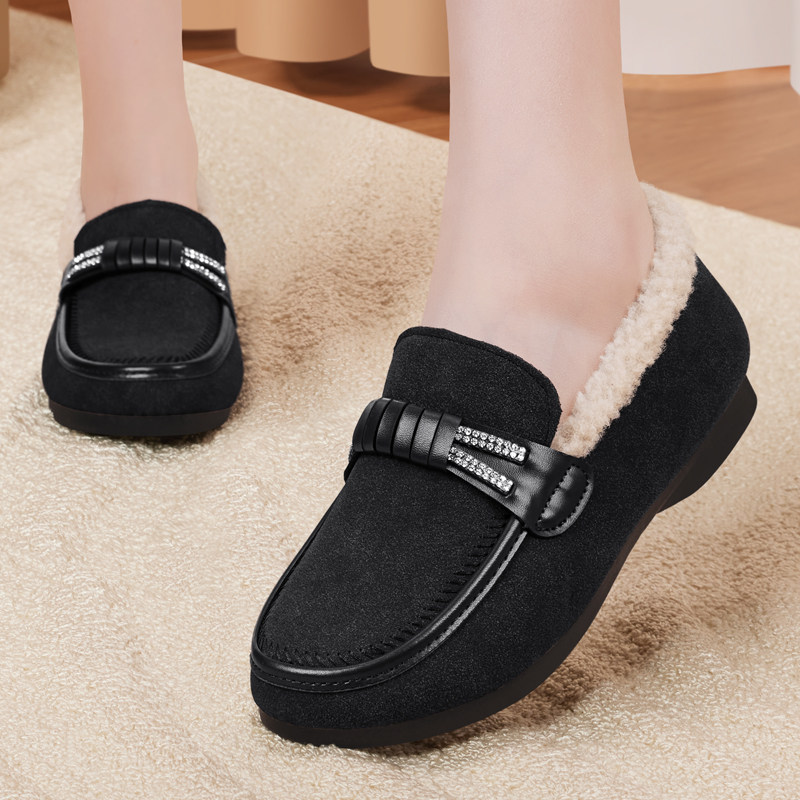 棉鞋女冬加绒2025新款老北京布鞋一脚蹬毛毛鞋保暖平底女式豆豆鞋,淘宝优惠券,粉丝福利购,淘宝优惠卷