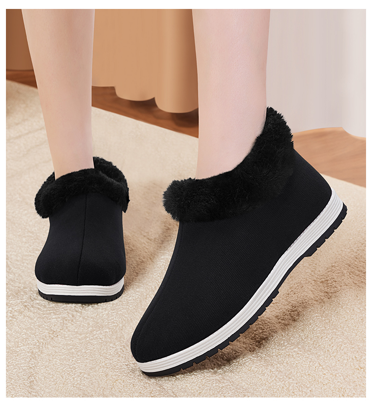 老人棉鞋女冬加绒保暖防滑老北京布鞋中老年奶奶冬季羊毛妈妈棉靴 - 图2