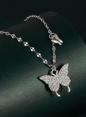 s925纯银蝴蝶项链轻奢小众高级新款设计锁骨链七夕情人节女友礼物
