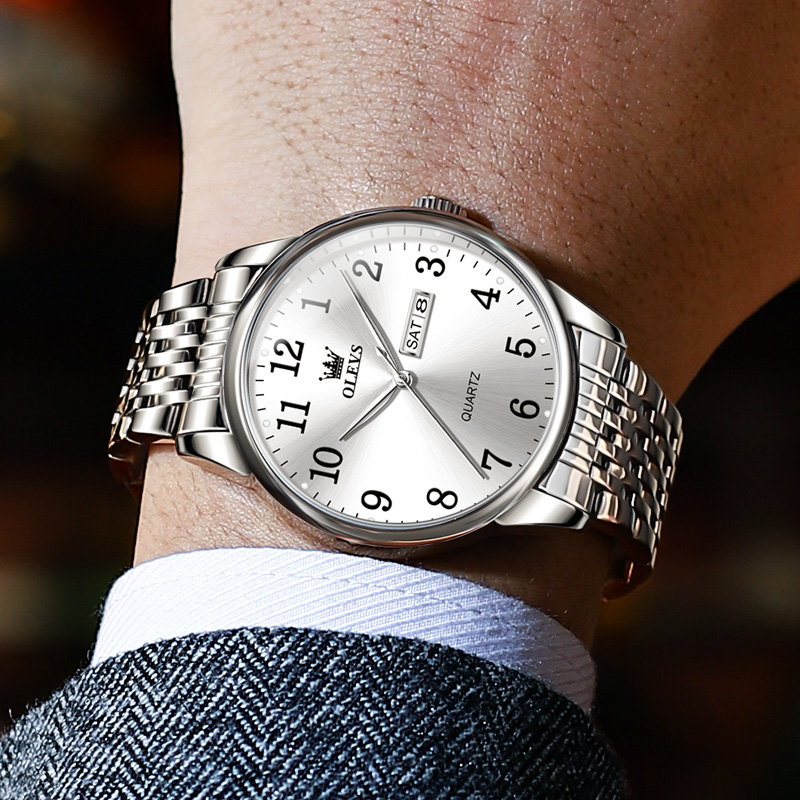 【父亲节礼物】中老年人男士手表男款老人表大数字名表石英表防水 - 图2