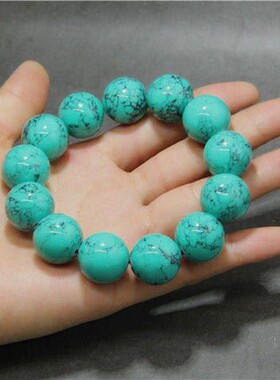 天然绿松石手串原矿手链项链佛珠圆珠散珠原石金刚星月菩提