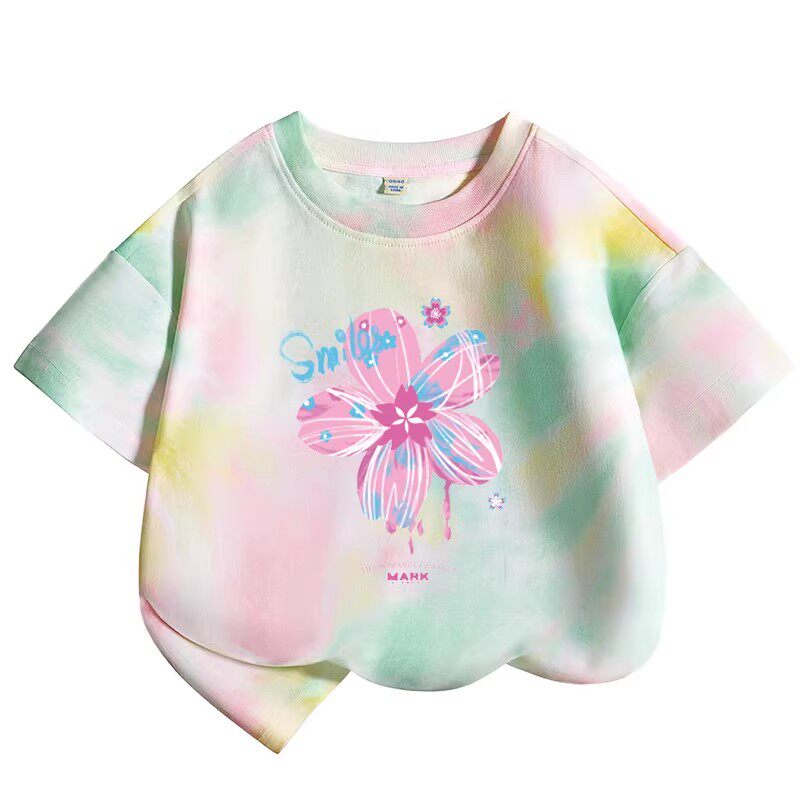 马克华菲2025新款男女童纯棉短袖儿童宽松鸳鸯袖宝宝上衣T恤拉JZ